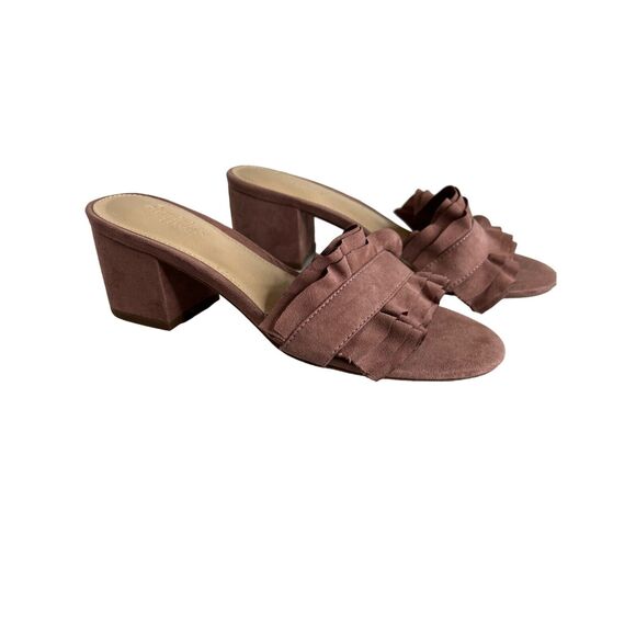 Charlotte Russe Womens Ruffled‎ Mules Sandals 7 Mauve Classic Capsule - Picture 1 of 12